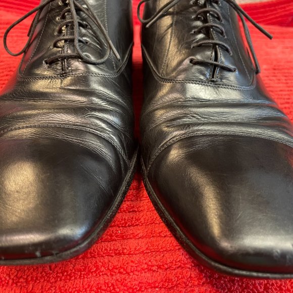 Prada Mens Leather Cap Toe Oxford Upper & Out Soles Lace Up Black Made In Italy - Picture 5 of 16